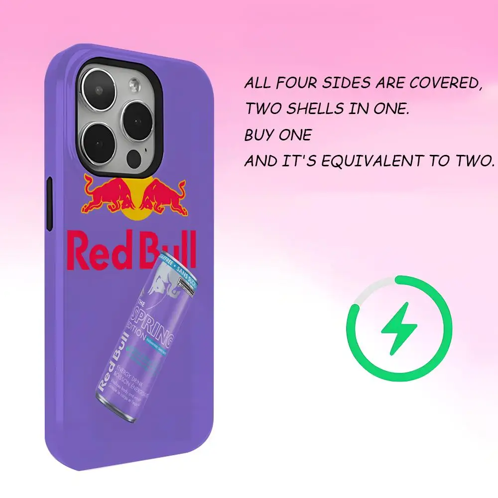 لوحة ماوس Red Bull-L للطاقة الإلكترونية لهاتف IPhone 16 15 14 13 12 11 Pro Max Plus غطاء خلفي مغناطيسي فاخر بطبقة مزدوجة