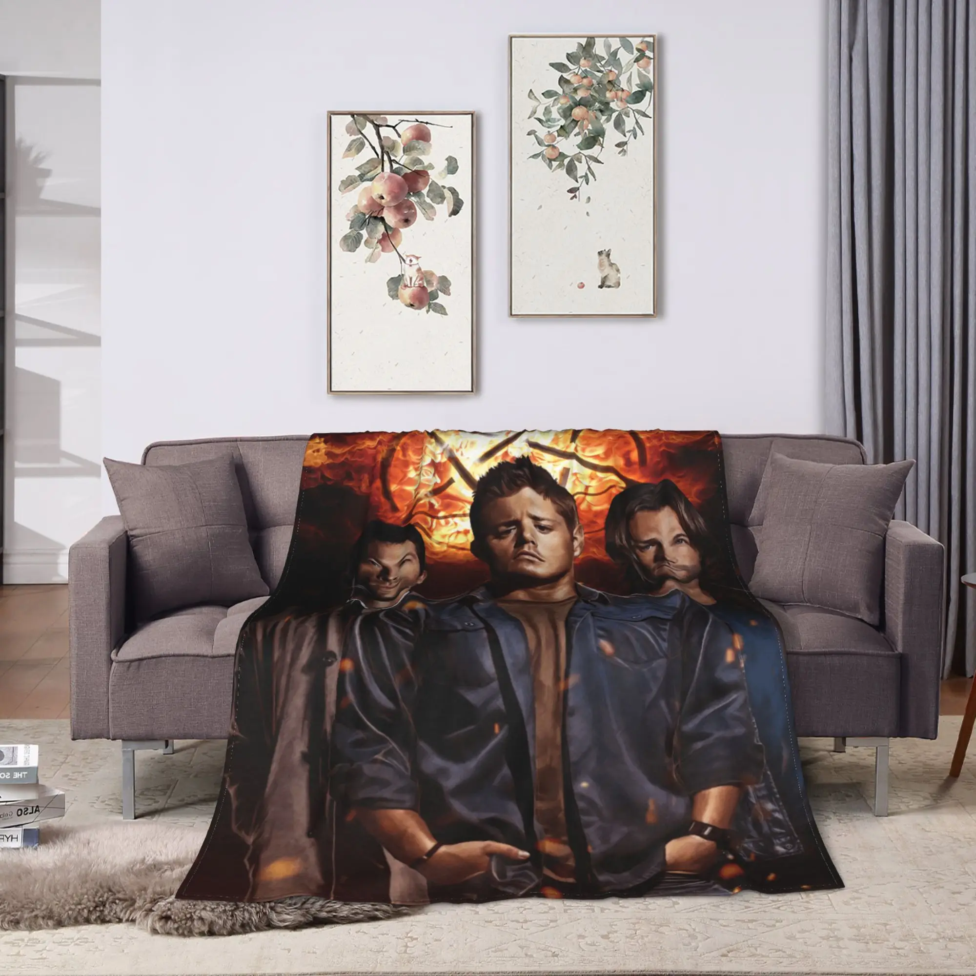 Warm Soft Blanket Camping Sam Winchester Supernatural Throw Blanket  Flannel Bedspread For Couch Chair Sofa Bed Sofa Bed Cover