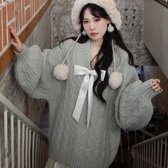 Женский осенне-зимний винтажный серый свитер, клетчатые юбки, костюмы из двух предметов, женский повседневный вязаный пуловер с v-образным вырезом, топы, юбка, наряды