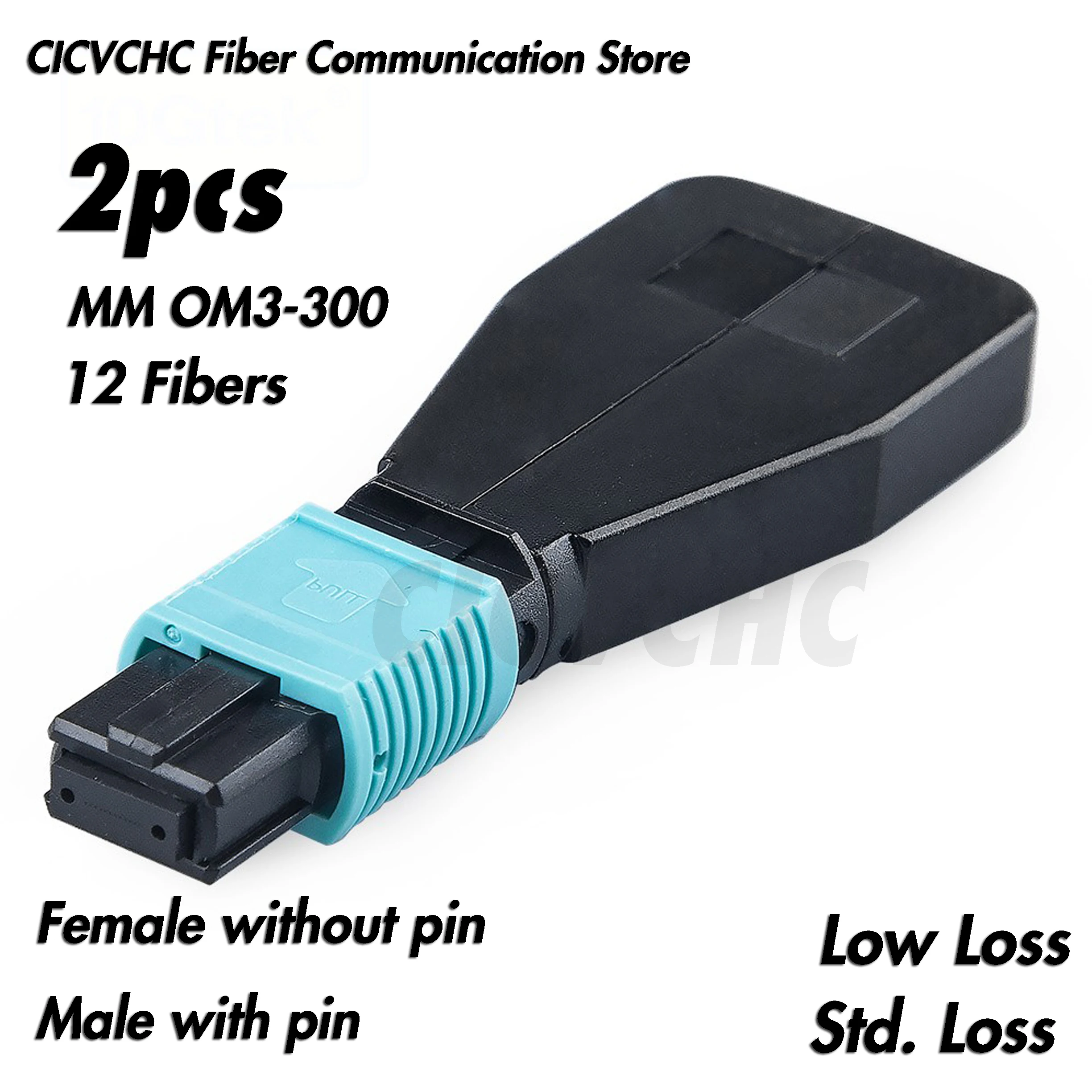 2pcs 12 Fibers MPO/UPC Loopback Module OM3 with Elite or Standard Loss