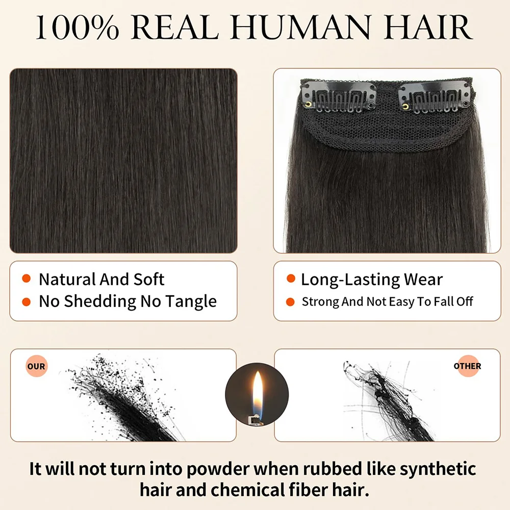 YWUEXT وصلات شعر قصيرة بمشبك في شعر بشري حقيقي مشبك قصير صغير في قطعة الشعر للنساء إضافة حجم أو تسليط الضوء على 10-30 سنتيمتر