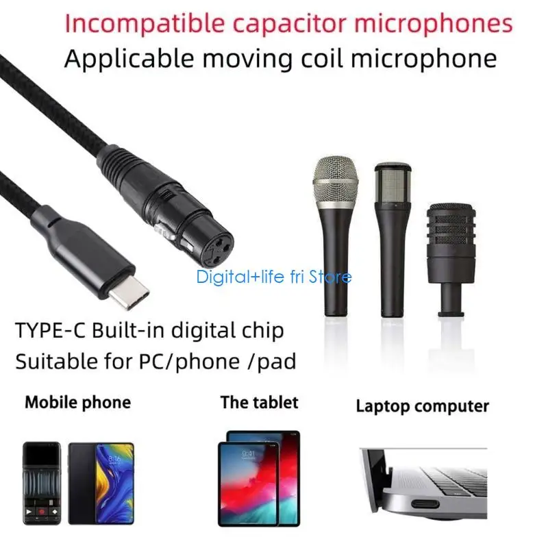 E06D USB C XLR Female 케이블 마이크 케이블 유형 C XLR Female 마이크 케이블