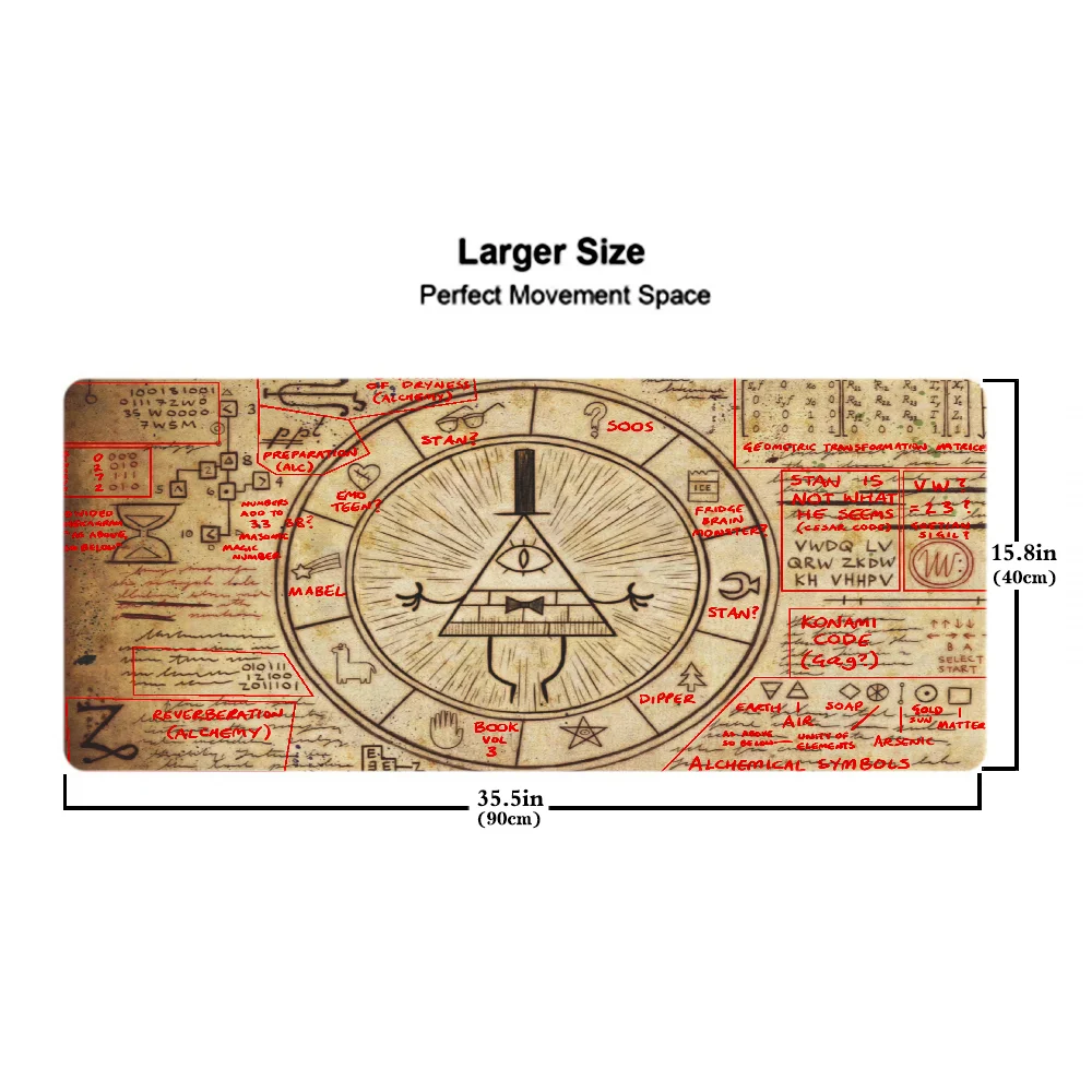 Gravity Fall Mousepad Mouse Pad Extended Gaming Keyboard Mat Besar 90x40cm XXL Gamer Mousepad