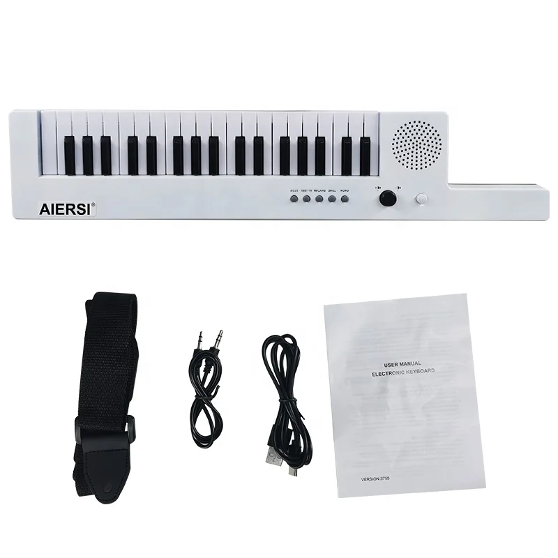 Musical Instrument Toy Electronic Piano 37 Keys Guitar Shape With Belt Best Festival Gifts