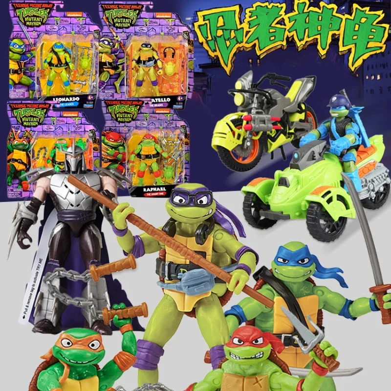 

Playmates Teenages Mutant Ninja Turtles Action Figure Leonardo Raphael Motorcycle Model Toy Joints Movable Doll Children's Gifts