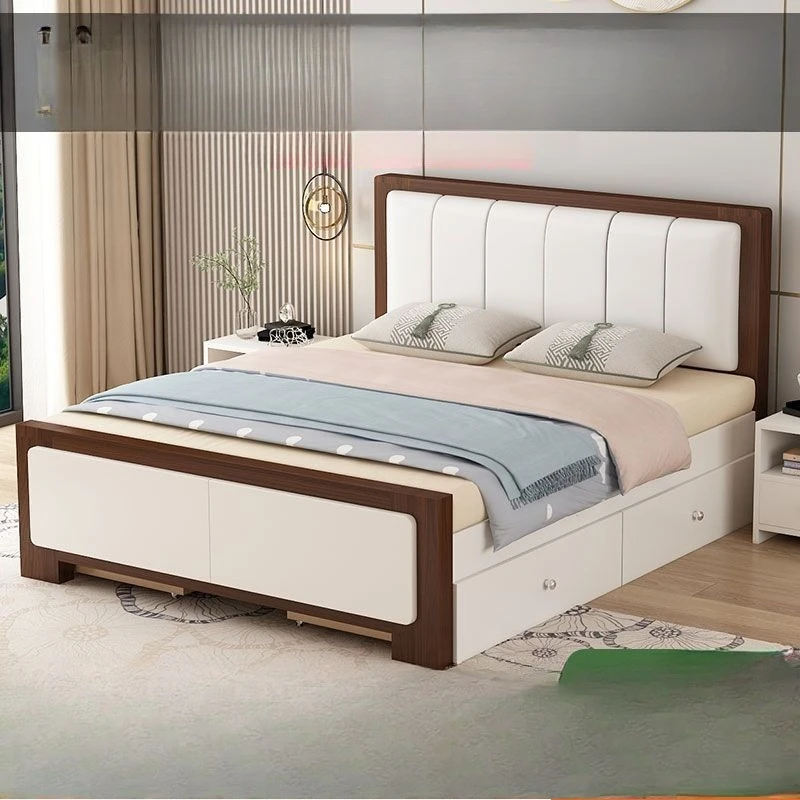 Solid wood bed, master bedroom soft bag, Nordic double bed