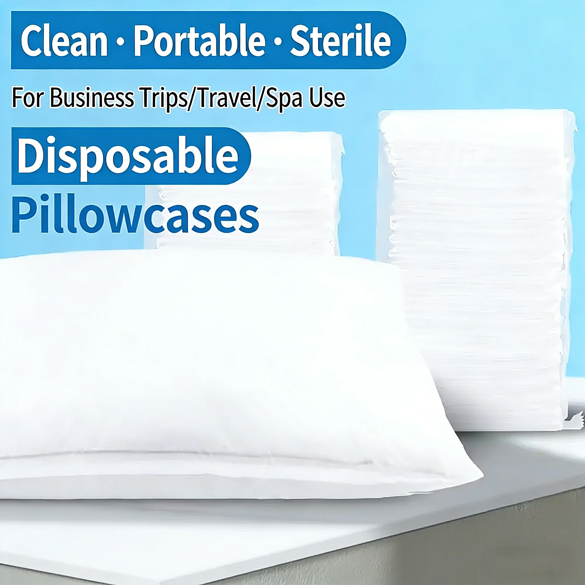 

Disposable Non-Woven Pillow Covers, Thick & Breathable, Hygienic Protector for Travel, Hotel & Spa