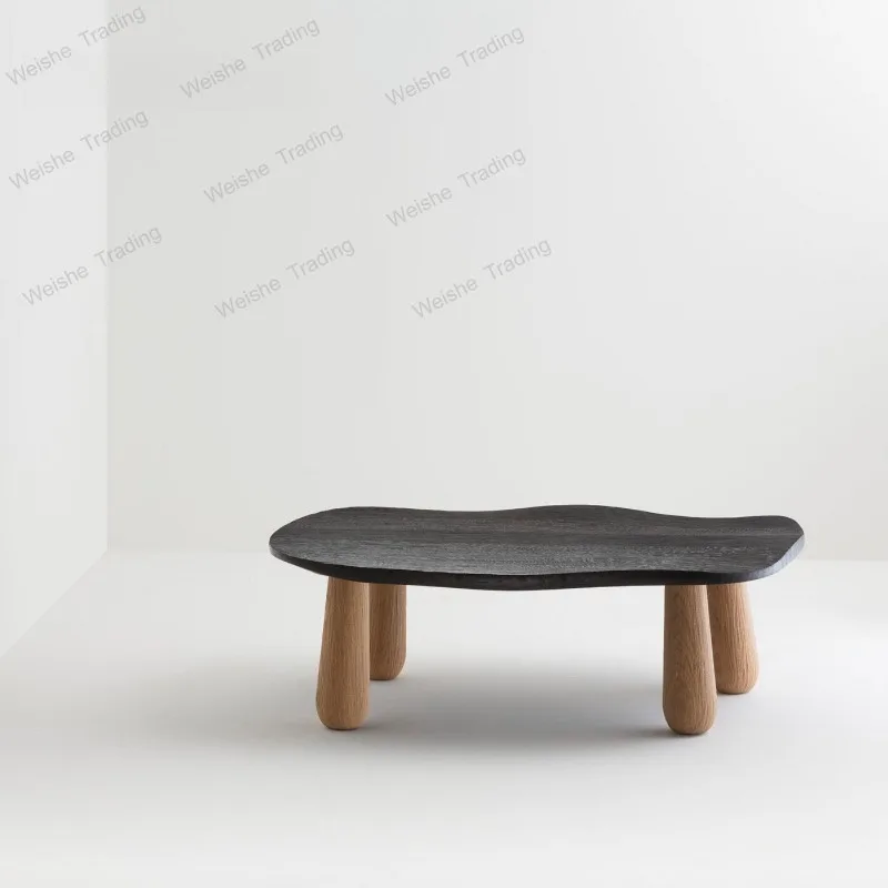 Retro style coffee table medieval surprise wind solid wood art lotus leaf shape square oval coffee table