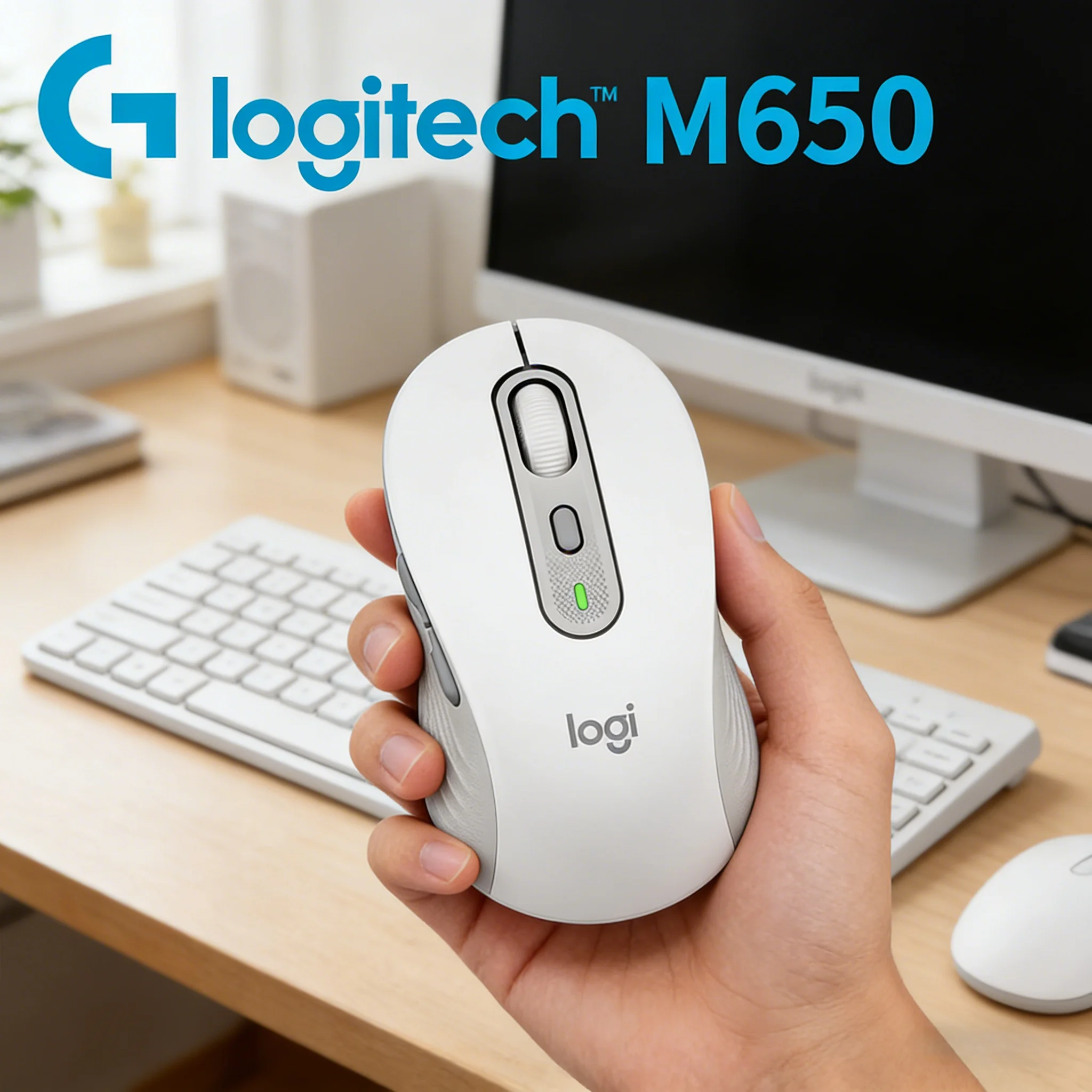 

Беспроводная мышь Logitech M650 с Bluetooth и двойным режимом подключения 2.4G, бесшумным кликом и эргономичным дизайном для ПК, ноутбуков, офиса и домашнего использования