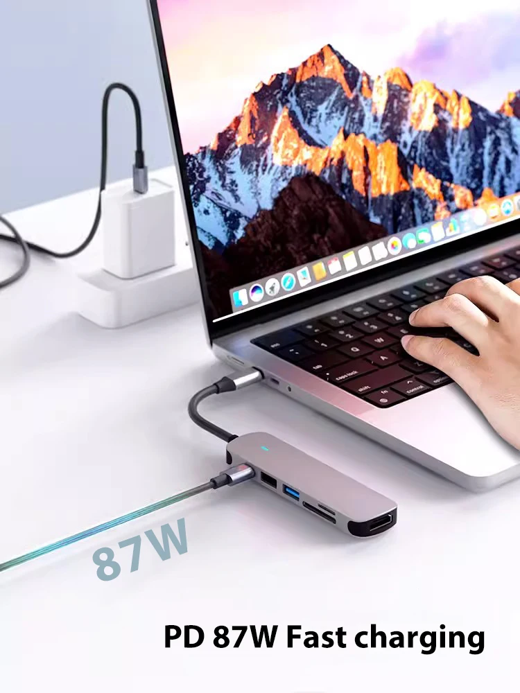 Hub USB 3.0 di tipo C a adattatore HDMI 4K Thunderbolt 3 RJ45 Hub USB C VGA TF Slot per lettore SD per MacBook Pro M3 M2 Air 13 2022 2021