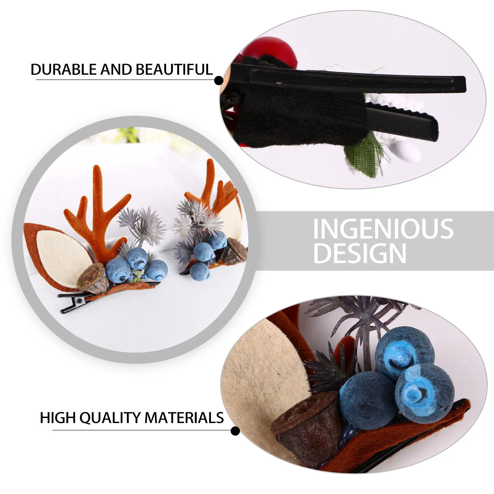 2Pairs Christmas Antlers Hair Clips Festive Hair Accessories Party Photography Props Wedding Ceremony Carnival Amusement