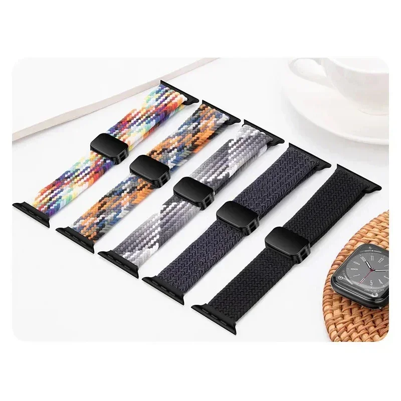 ナイロン編組ループストラップ Apple Watch Ultra2 49 ミリメートル 9 8 7 45 41 ミリメートル金属磁気ブレスレットリストバンド 6 5 4 3 SE 44 40 ミリメートルバンド