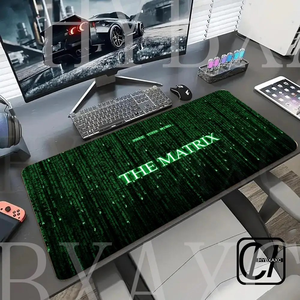 

HYBXAXC Gamer Matrix Code Gaming Accessories Mouse Pad Cute HD Extended Gaming Keyboard Mats Large 90x40cm XXL Gamer Mousepad