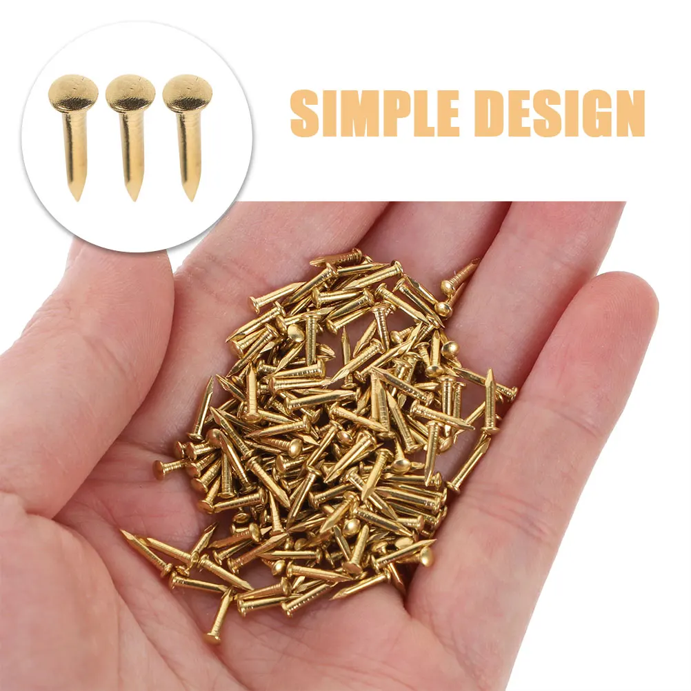 100 قطعة من الأظافر النحاسية الموثوقة برأس مستدير، مثبتات صلبة لتعليق الأثاث، أظافر نحاسية ذاتية الصنع #2