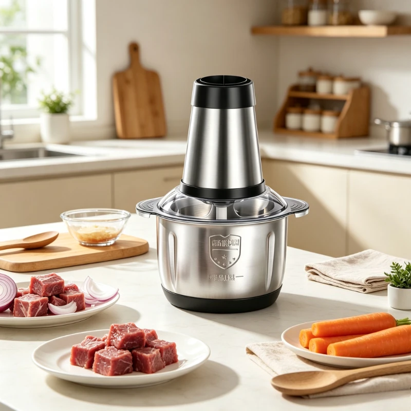 Electric Meat Grinder Stainless Steel Bowl 4 Blade Dual Speed Food Chopper for Meat Vegetables Filling Home Kitchen Use 전동 다지기