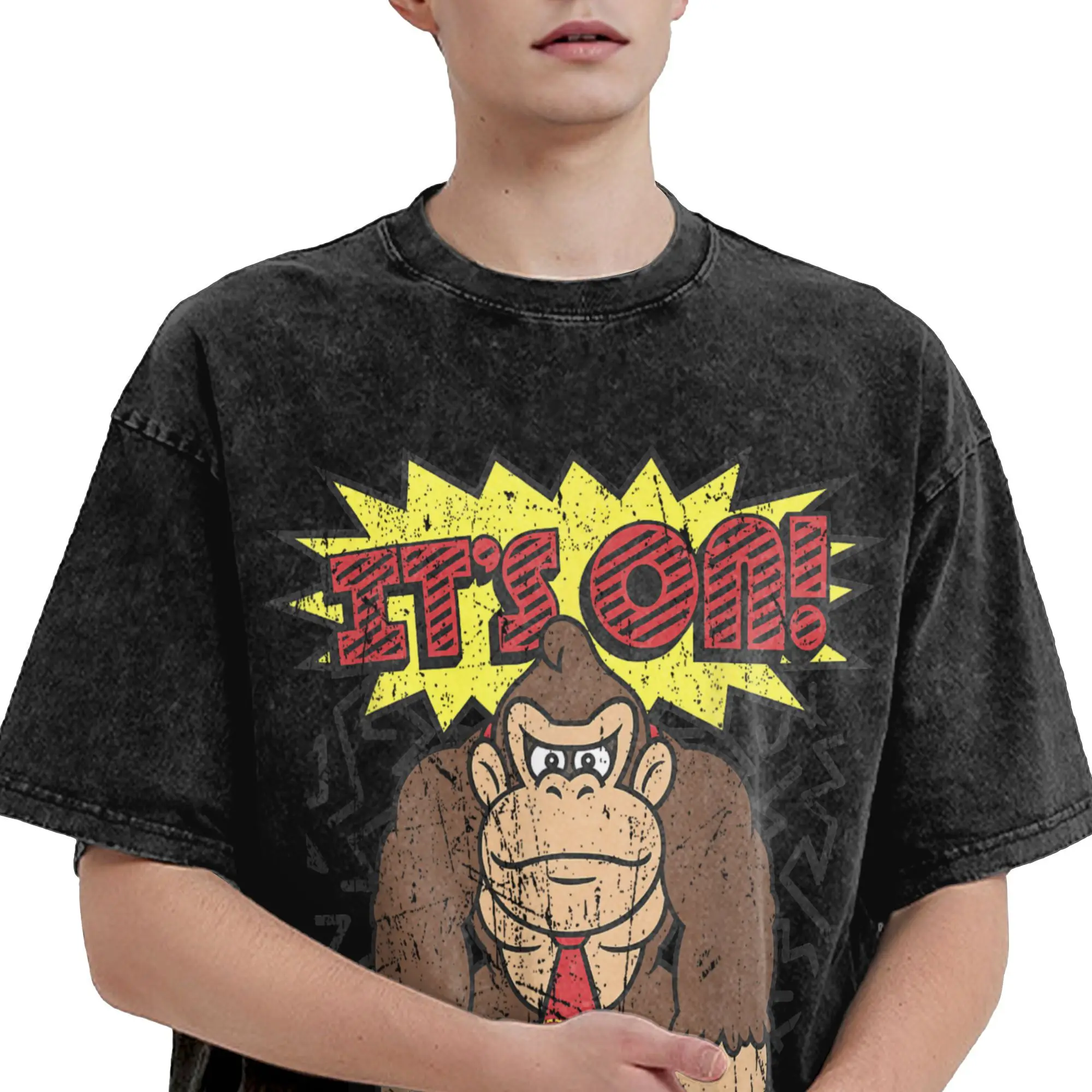 دونكي كونج إنه على! تي شيرت للرجال من القطن تي شيرت جديد برقبة دائرية وأكمام قصيرة ملابس هدية عيد ميلاد