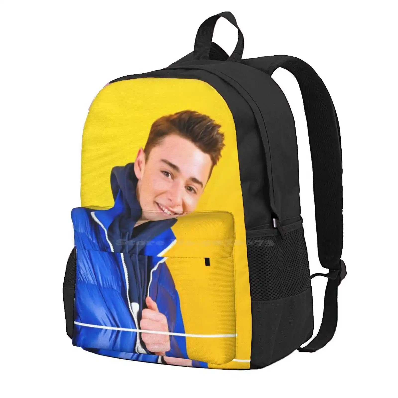 Noah Schnapp Blue Jacket Hot Sale Schoolbag Backpack Fashion Bags Noahschnapp Millie Willbyers Cool Cute Trendy Yellow Blue