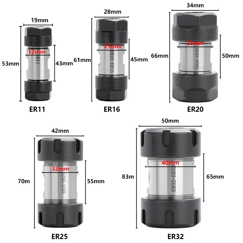 Double Chuck Motor Shaft ER11 ER16 ER20 ER20 ER25 ER32 Tool Holder Motor Shaft Column Spindle ER Collet Engraving Machine