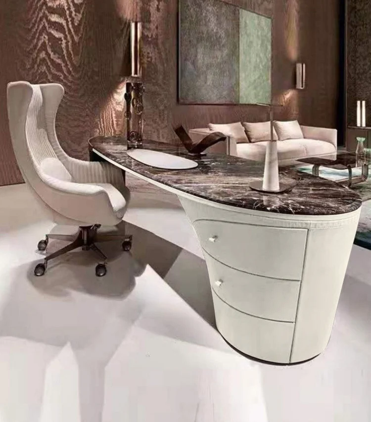 

Italian light luxury Bentley marble desk Nordic study desktop computer desk desk office desk household