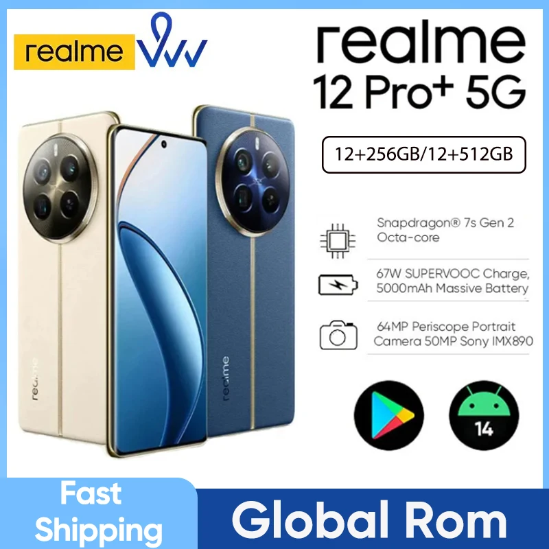 Global Rom realme 12 Pro Plus Snapdragon 7s Gen 2 64MP IMX890 OIS 6.7