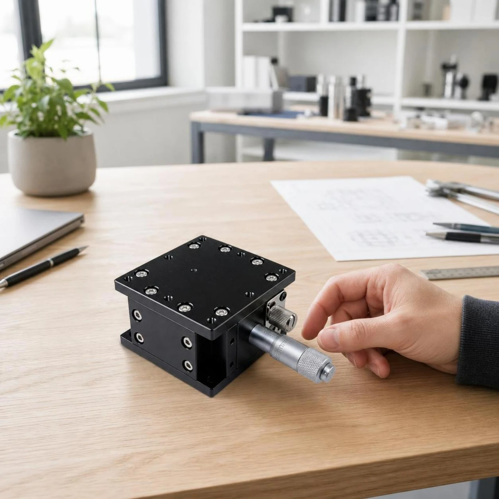 Manual Translation Stage Horizontal Positioning Stage with Adjustment Screw Sliding Table Compact for Laboratory Setups