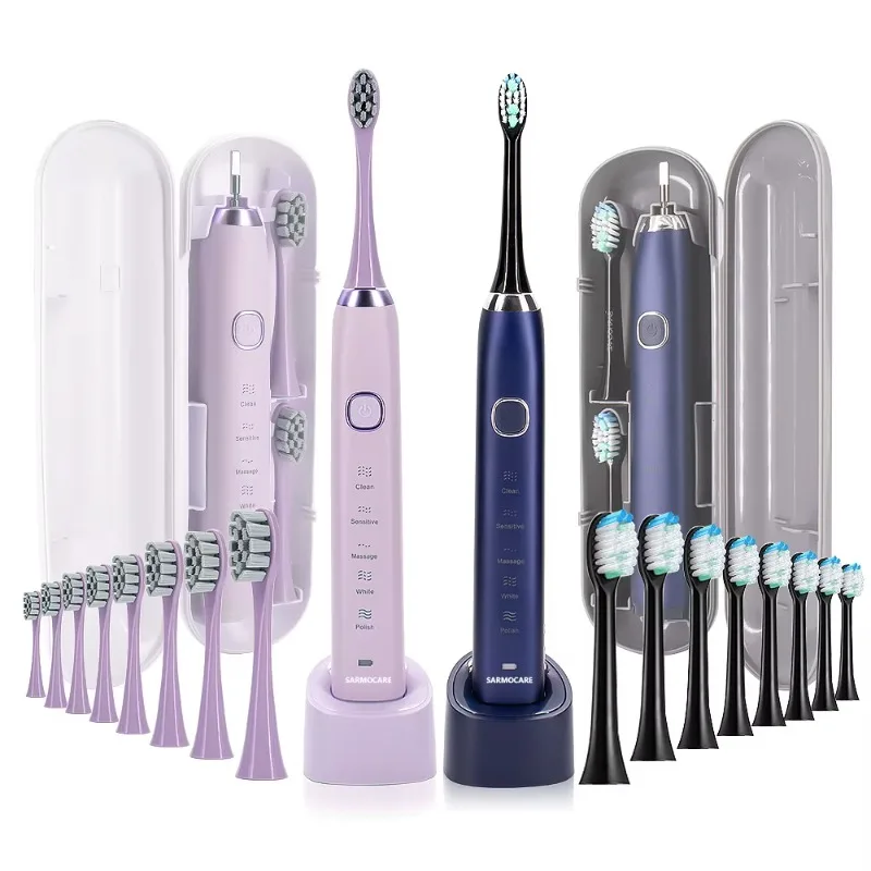 Premium USB Rechargeable Electric Toothbrush - Adult Automatic Model with 7 Modes, 8 Replacement Heads & 30-Day Battery Life