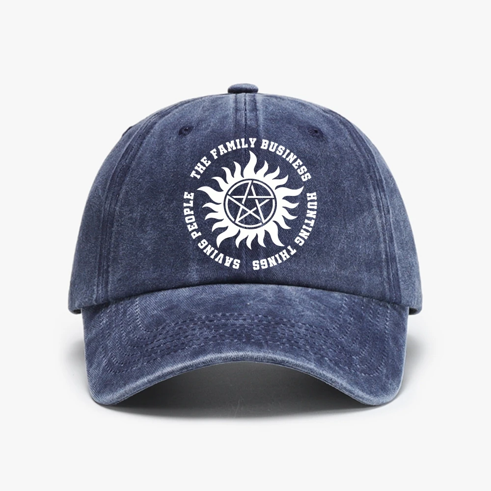 The Family Business Hunting Things Saving PeopleSupernatural Print Baseball Cap Adjustable Washed cowboy hat for Men