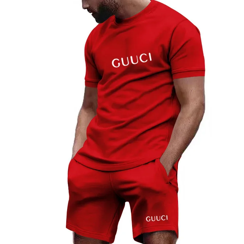 

Men's Clothing Is Designed with Printed Patterns. It Consists of a T-shirt and Shorts, Suitable for Active Men to WearT-Shirts S