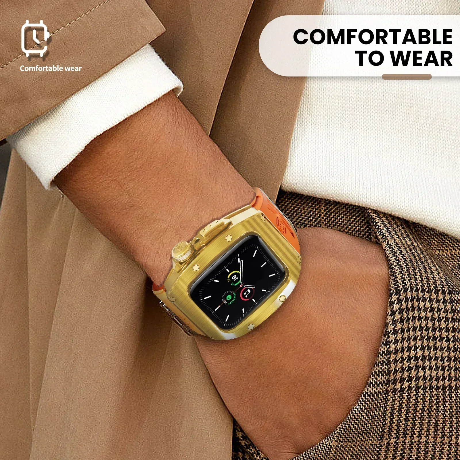 Luxuriöses Modifikationsset für Apple Watch Ultra 2 49 mm, Edelstahlgehäuse für IWatch 9 8 7 6 45 mm 44 mm Sportarmband-Ersatz – Detail 9