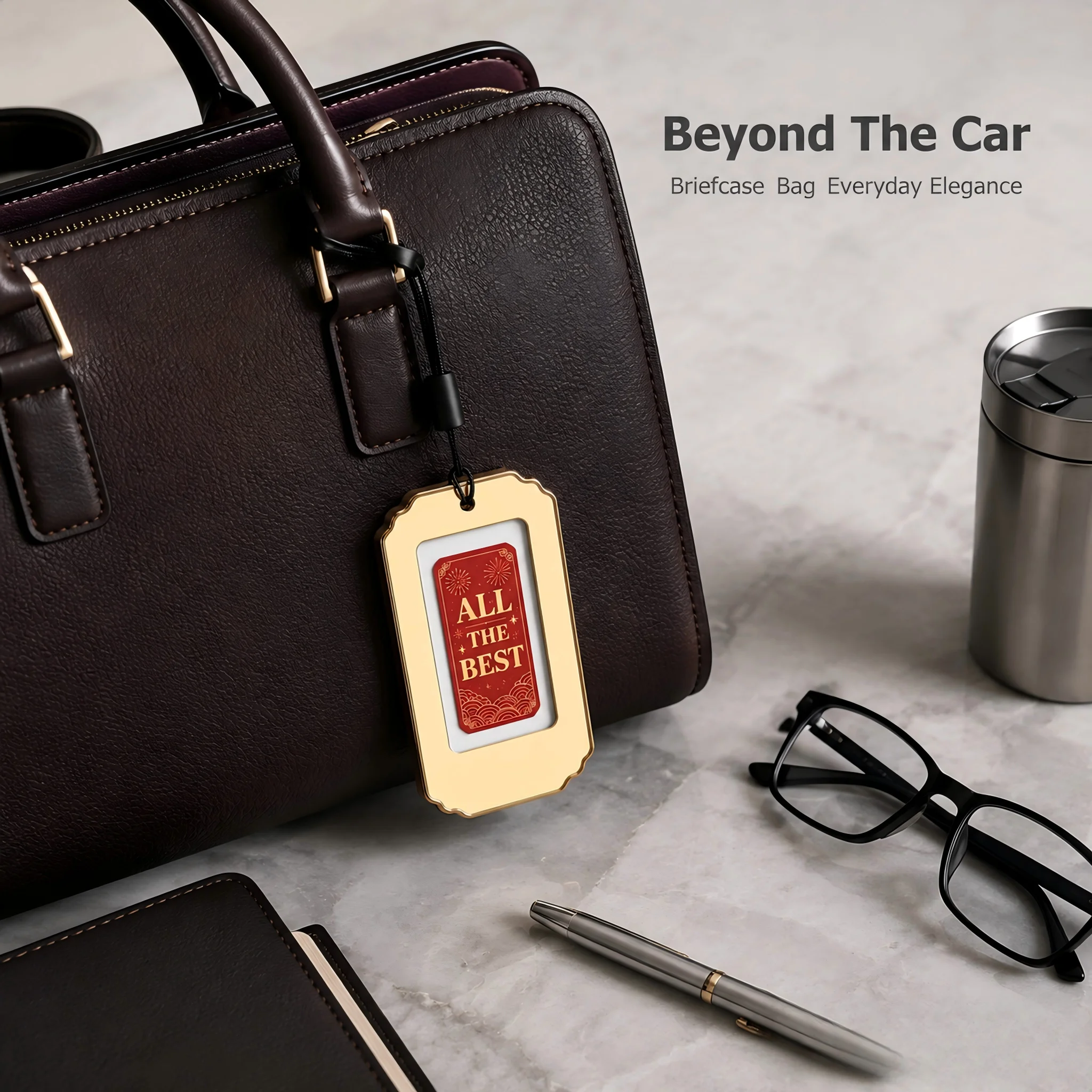 Business Premium NFC Passive E-Ink Car Pendant Battery Free Custom Motivational Quotes Luxury Metal Frame Auto Rearview Mirror O
