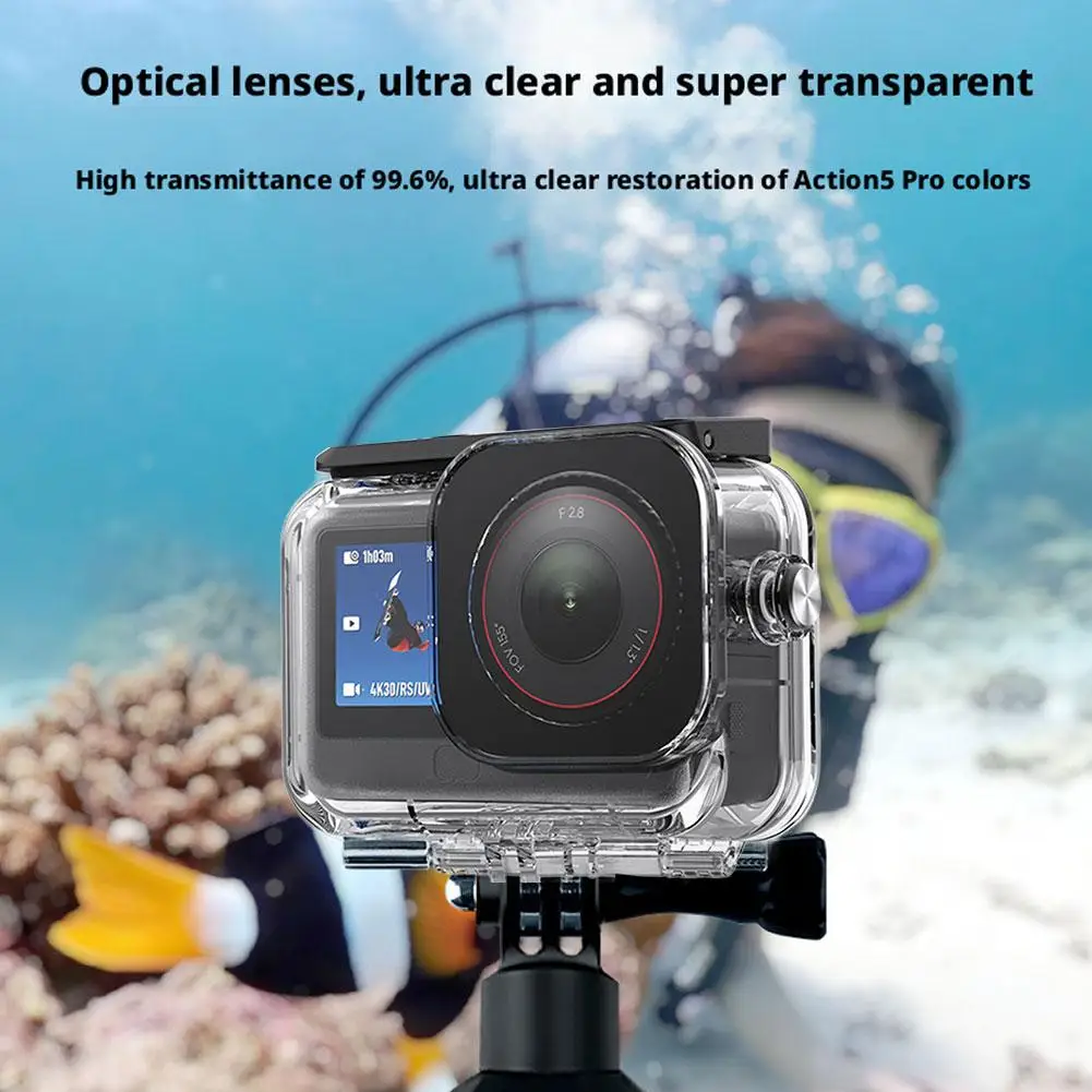 DJI 오즈모 액션 6용 방수 케이스, 수중 60M/45M 다이빙 하우징 커버 (다이브 필터 포함)