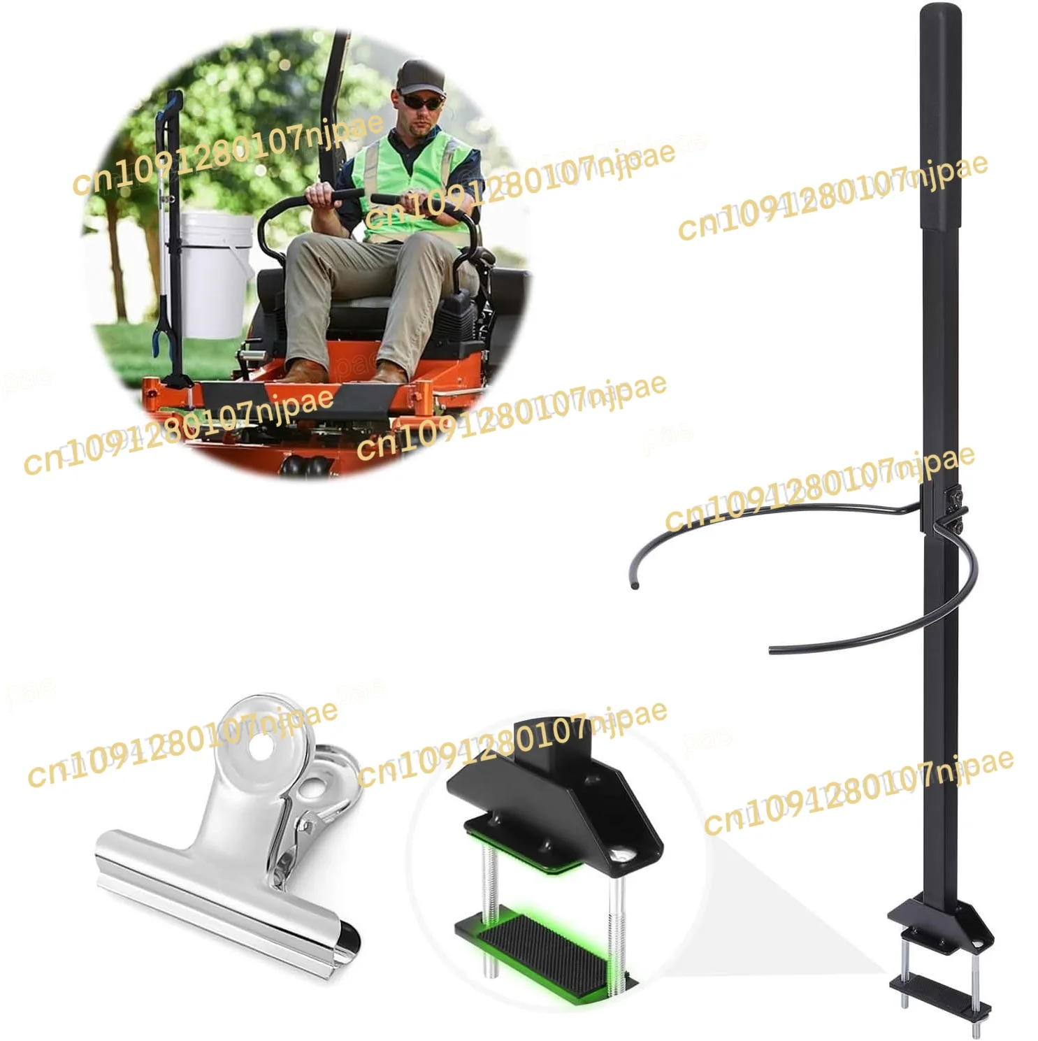

Lawn Mower Handle, 5 Gallon Barrel Bracket Bracket with Clips, Lawn Mower Accessories Mounting Handle Kit
