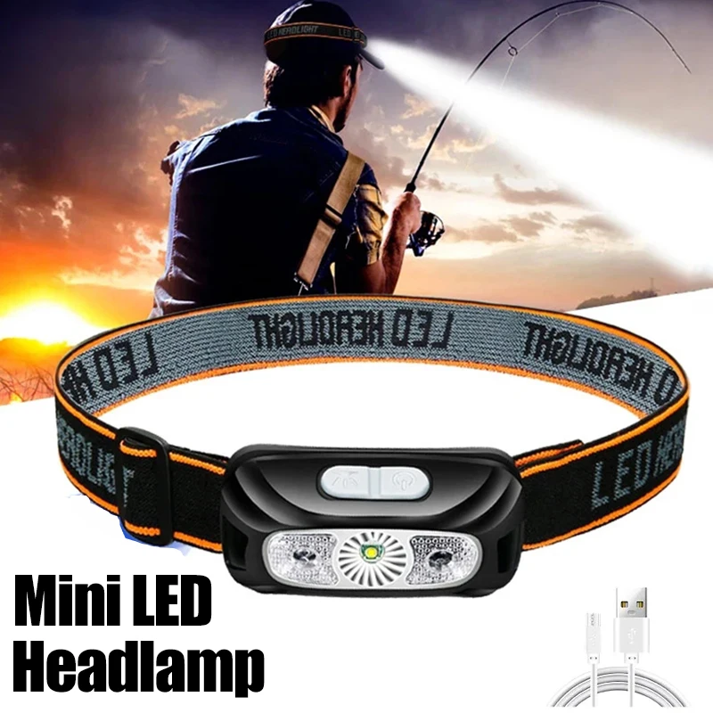 Portable Mini COB LED Headlamp USB Rechargeable 500mah Built-in Battery Headlight Outdoor Camping Fishing emergent Search Torch