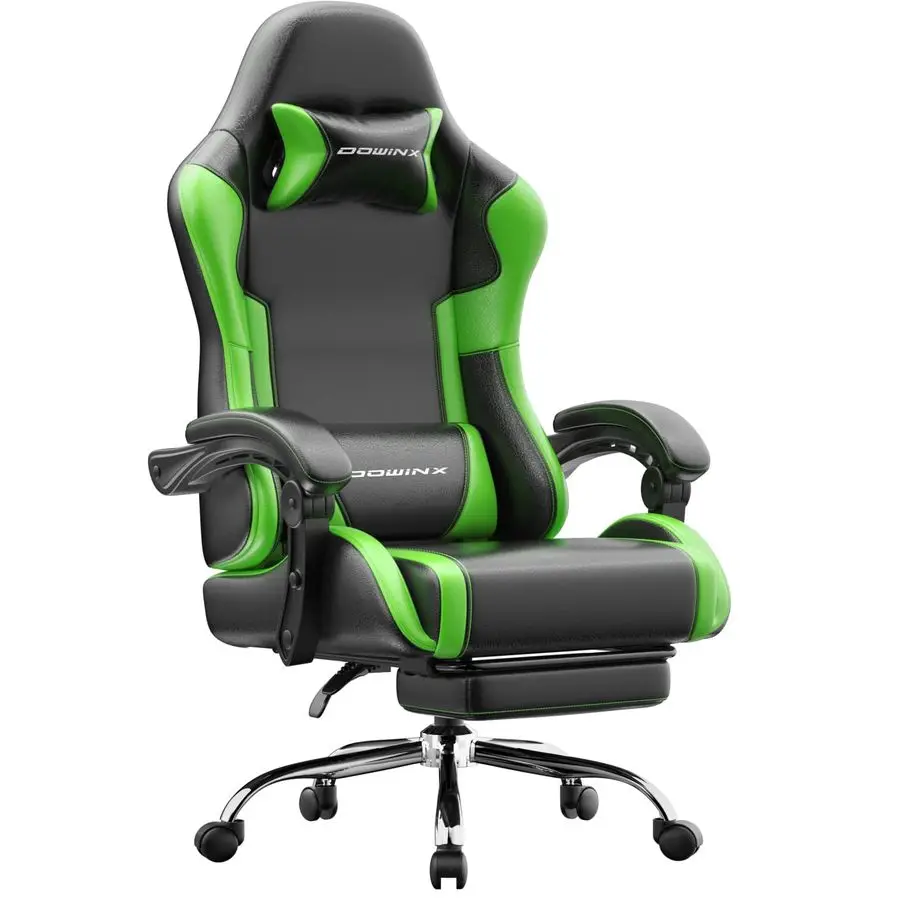 

Ergonomic Gaming Chair with Footrest Massage Lumbar, 2DLinkage Armrests for Computer Chair 330lbs with Headrest Pillow