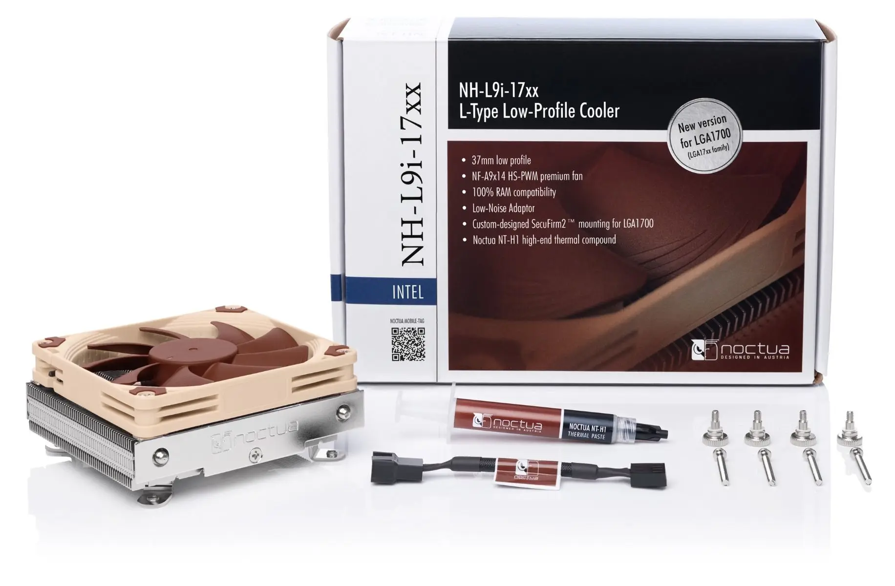 Noctua NH-L9i-17xx 2 ヒートパイプ薄型 CPU クーラー ITX 小型ケースダウン圧力空冷ラジエーター 92 ミリメートル PWM ファンインテル LGA1700