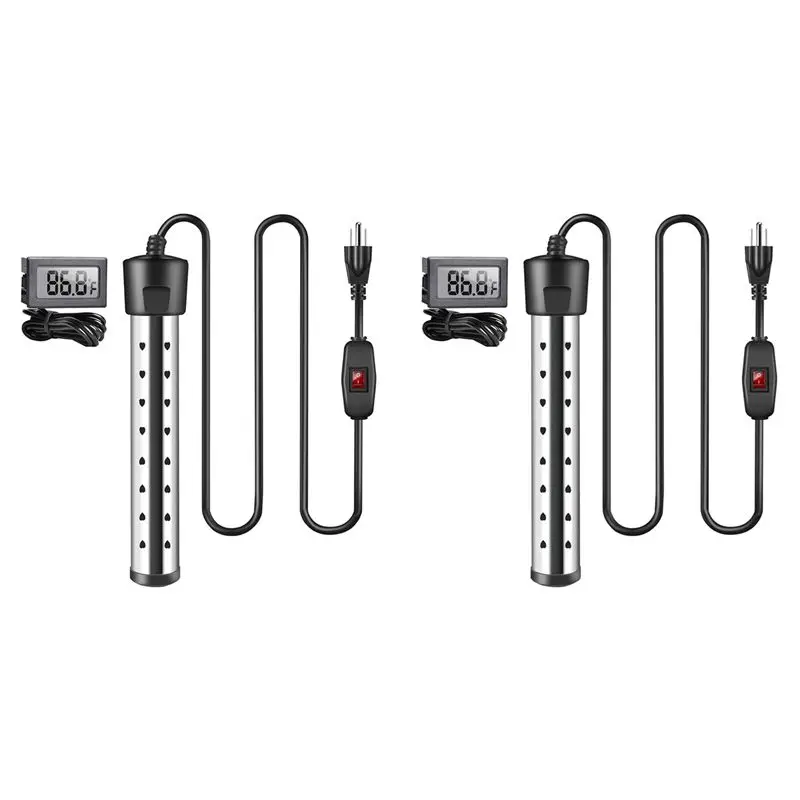 

AT13 2X Immersion Water Heater,1500W Pool Heater With Switch Control,Bathtub Heater With Intelligent Temperature Us Plug