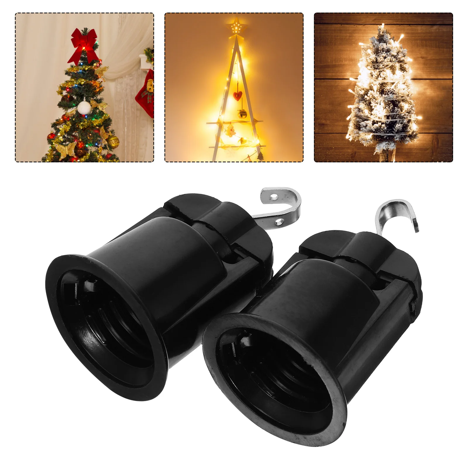

2pcs E26 Light Hook Festive Lamp Holder Christmas Tree Decoration Indoor Holiday Lighting Replacement Hanging Bulb Base