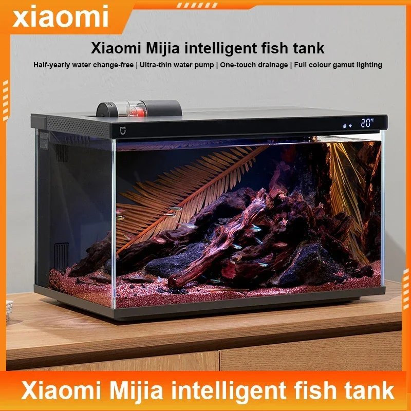 

Xiaomi Mijia Smart Fish Tank Via Mijia APP controlled remote feeding temperature monitor Smart Light System xiaomi aquarium Tank