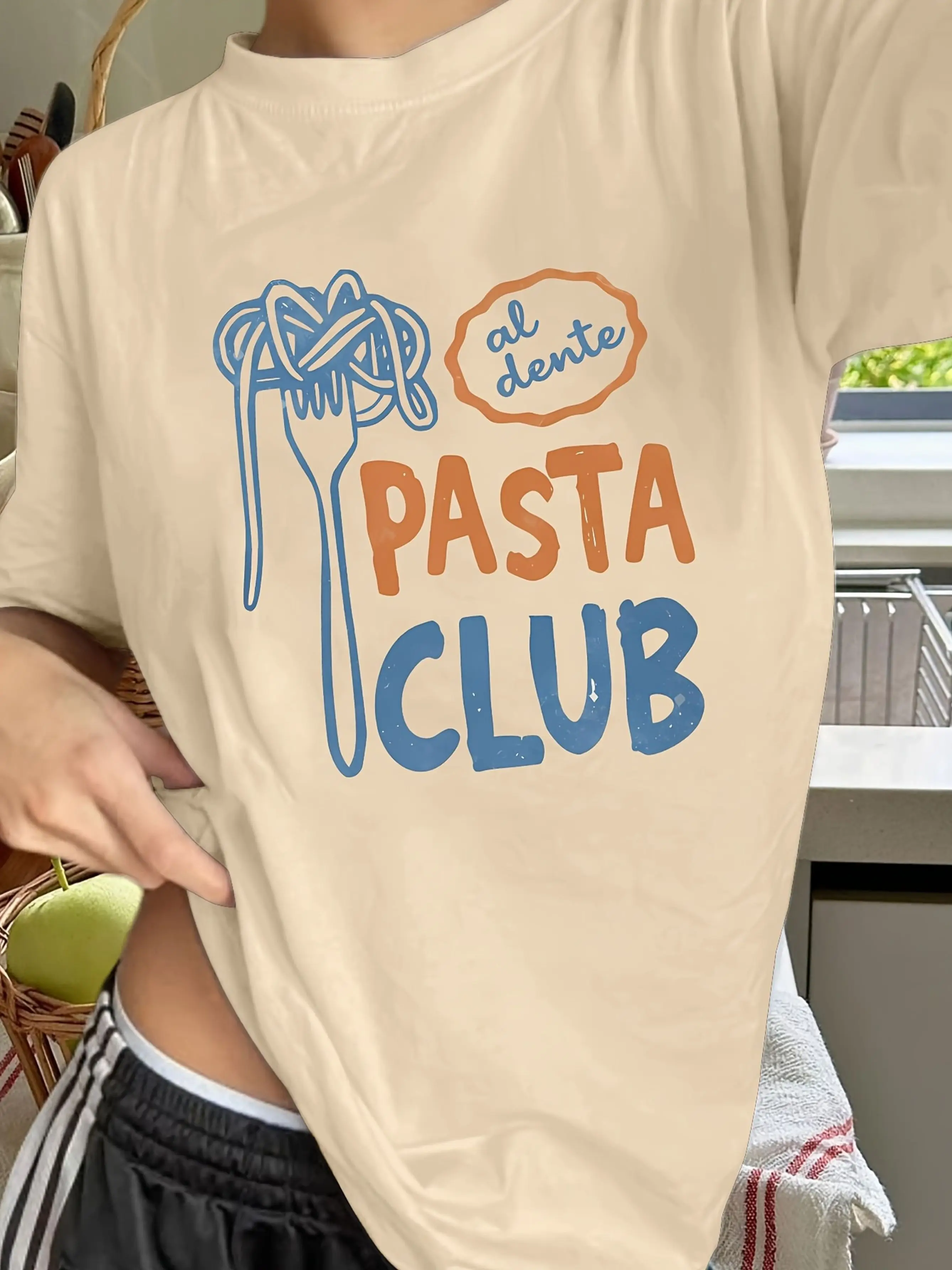 Ladies' Fun Food Sleeve Made PureFit Featuring A PASTA CLUB Al Dente Fork Print This Breathable Casual Is Perfect for Pasta