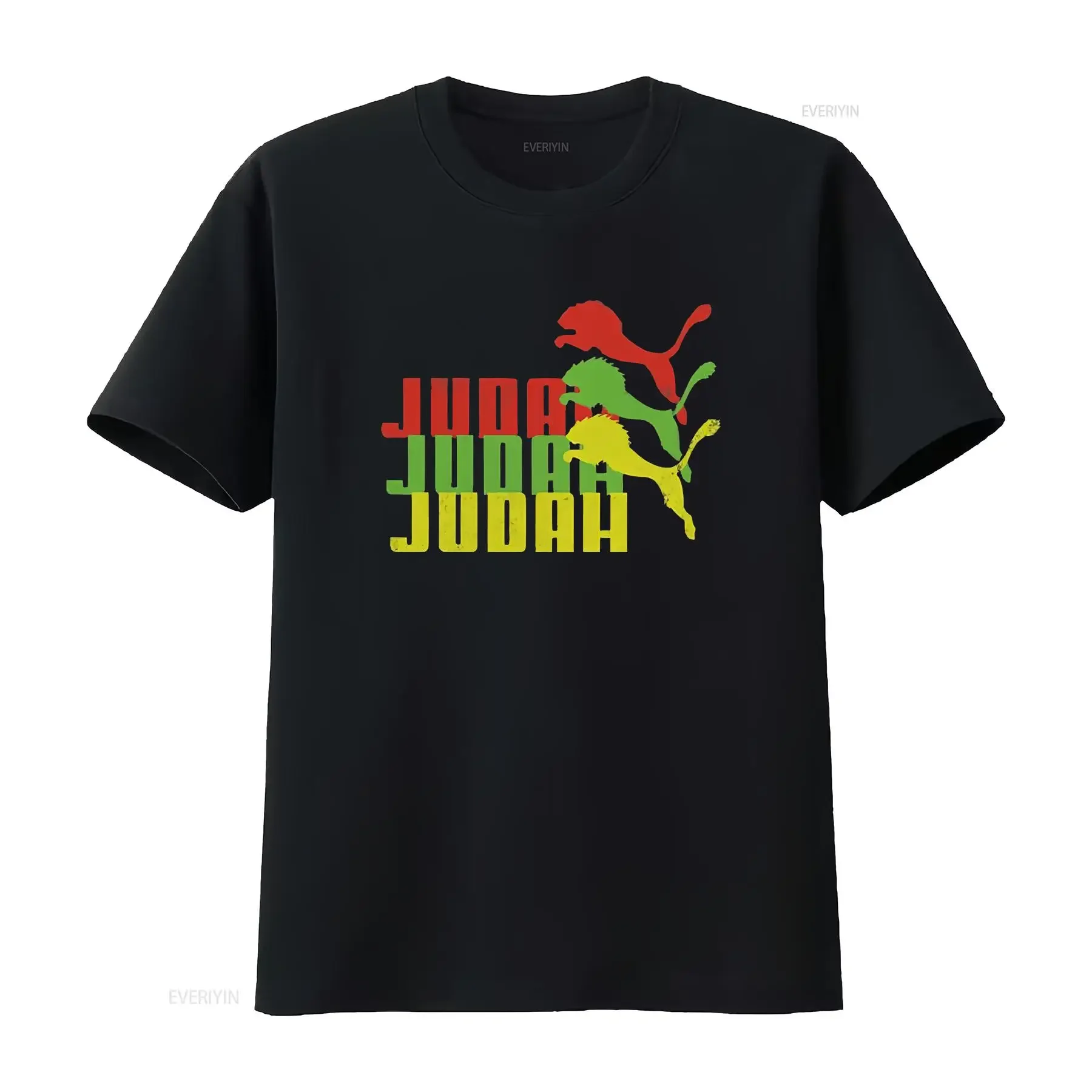 Lion of Judah T shirt Rasta Red Gold Green Reggae Vibrations Three Colour vintage Washed homme fashion graphic Unisex