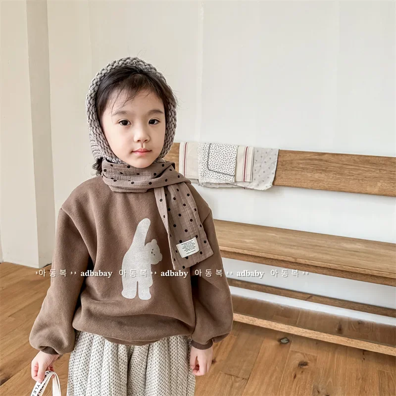 

Winter Children's Warm Sweatshirts Kids Cute Cotton Long Sleeve Tops Korean Style Girls Clothes Boys Pullover Baby Thick Clothes