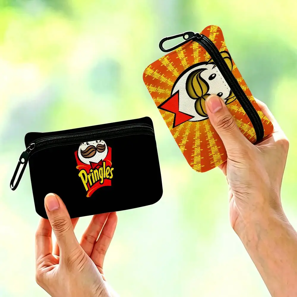 Fashion P-Pringles L-LLC Oxford Fabric Mini Coin Wallet Smooth Zipper Hanging Design Multi-use Small Storage Bag For Travel