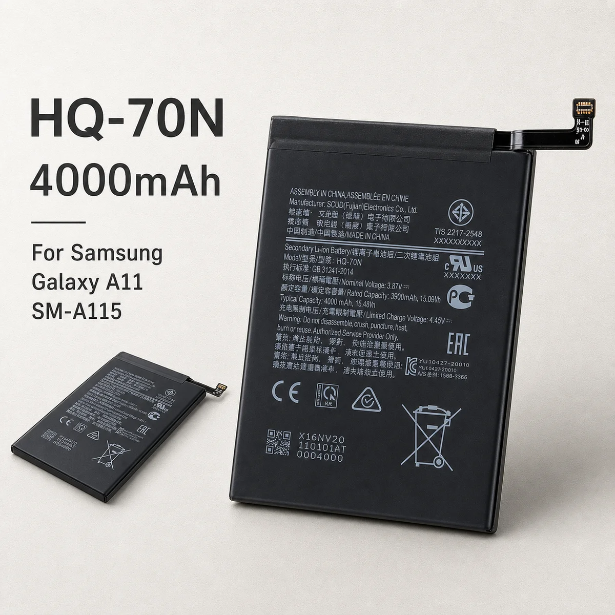 Replacement Phone Battery HQ-70N 4000mAh For Samsung Galaxy A11 SM-A115 A115 Mobile Internal Battery Pack Unit