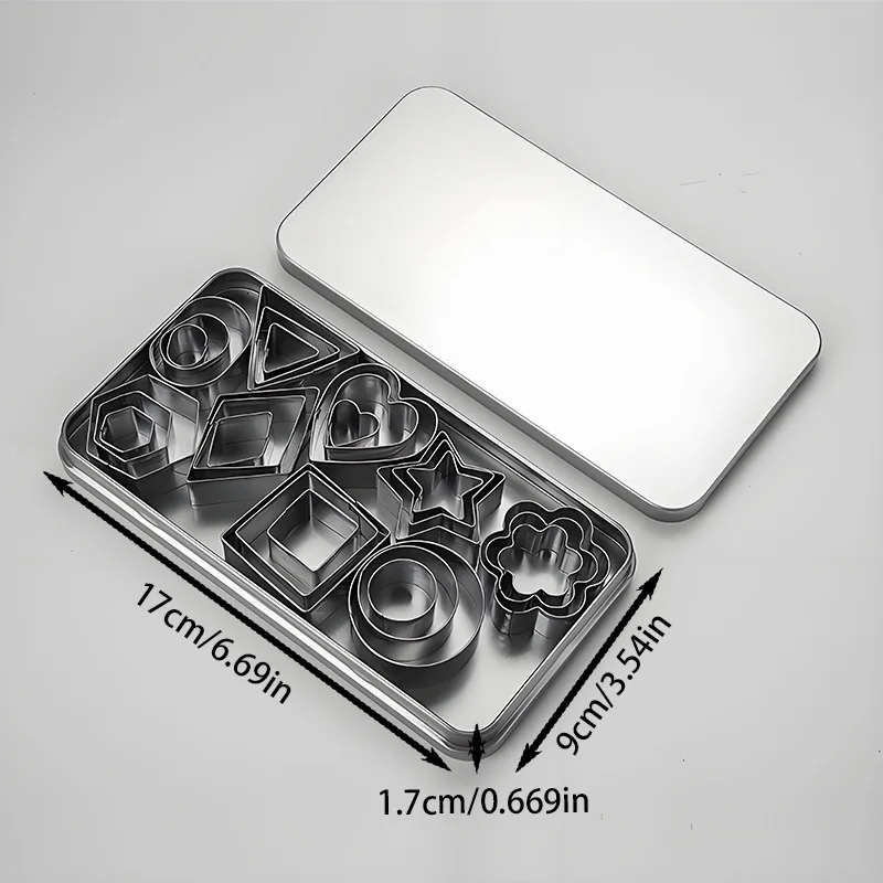 30 قطعة، أدوات خبز الكيك: قواطع هندسية مربعة/دائرة/قلب - 430 من الفولاذ المقاوم للصدأ، للمخابز المنزلية والكعك بنفسك