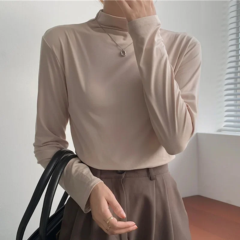 Fashion Mock Neck Women Blouse White Black Long Sleeve Blouse Shirt Women Tops Camisas Blusa Blusas Camisas De Mujer Shirts M883