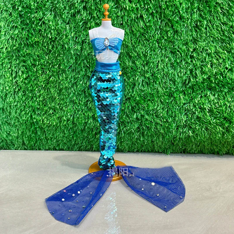 Vêtements de poupée de supermodèle FR 30cm, jolie robe sirène à paillettes, robe en queue de poisson, gilet + jupe, ensemble de poupée de princesse à la mode 1/6