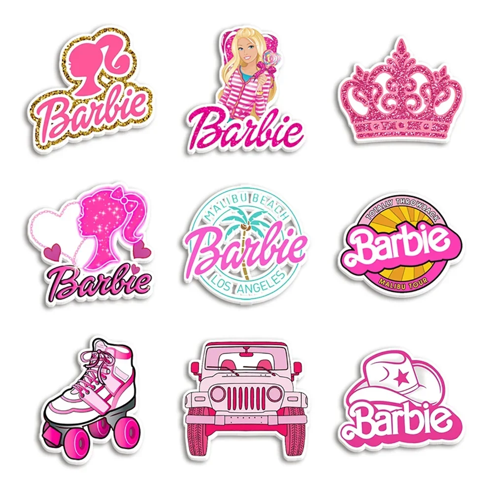 Barbie Popular Girl Pink Heart Fashion Flat Resin Planar Clear Acrylic Glitter Acrylic For DIY Phone Case Hair Bow 10 Pieces/lot