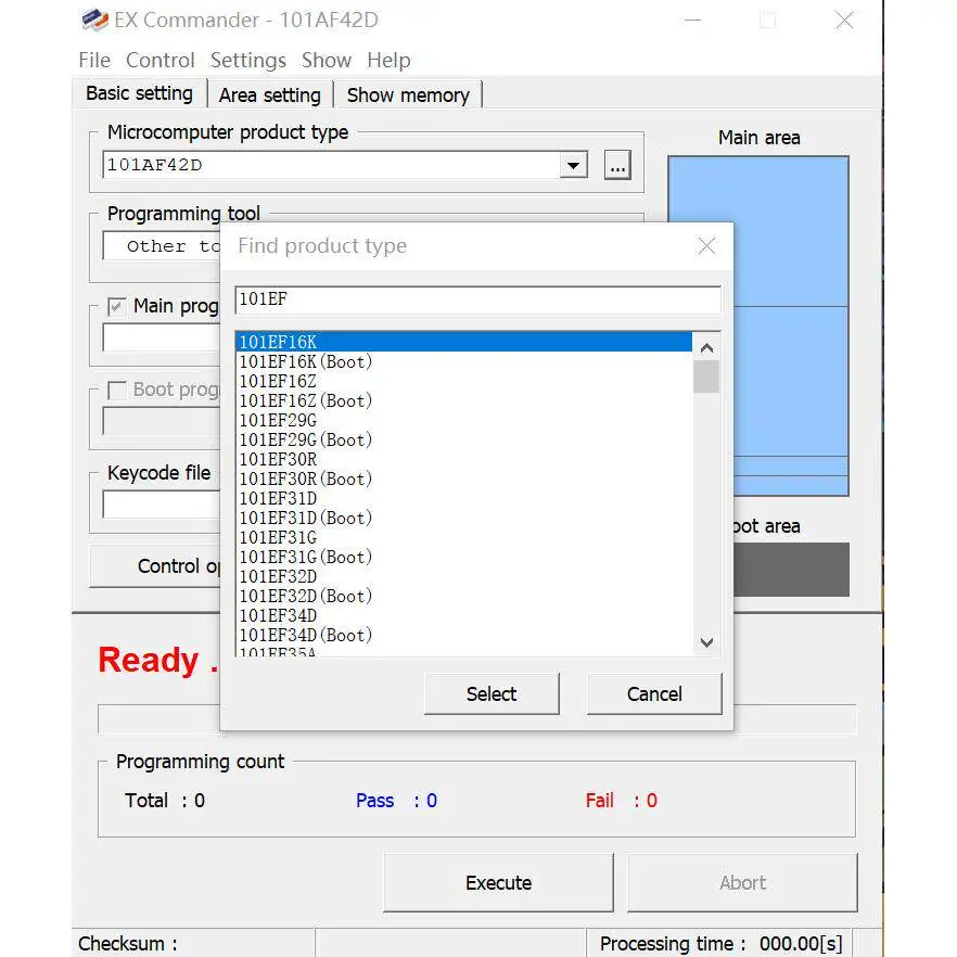 Off-line AM1 OBSP Panasonic microcontroller chip reader, writer, programmer