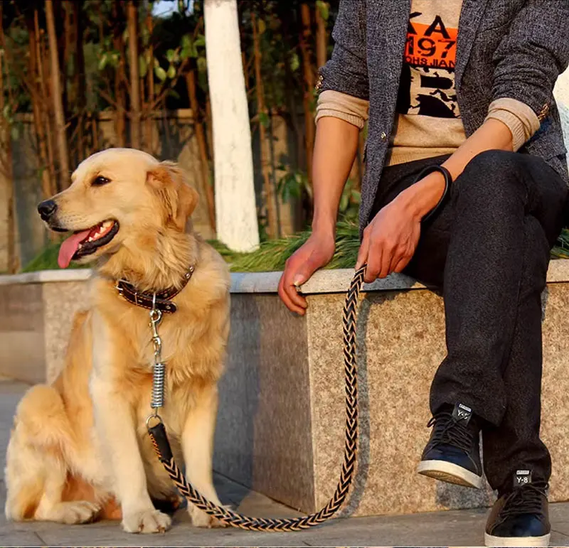 Robuste und strapazierfähige Hundeleine aus echtem Leder, geflochtene Hundetrainingsleine für Schäferhunde, mittelgroße und große Hunde, Haustierzubehör. – Detail 6