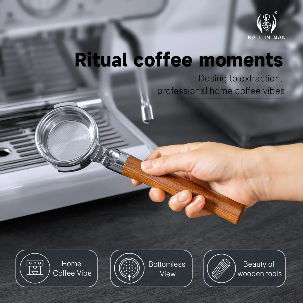 58mm 2‑Lugs Bottomless Portafilter, Flat Base No Tamping Stand Needed, Naked Visual Extraction for Nuova Espresso Machine